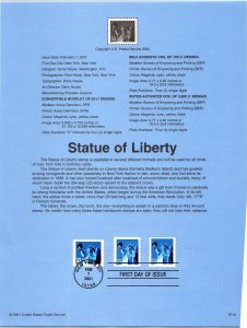 USPS SOUVENIR PAGE STATUE OF LIBERTY (3 DIFFERENT PRINTINGS) 2001