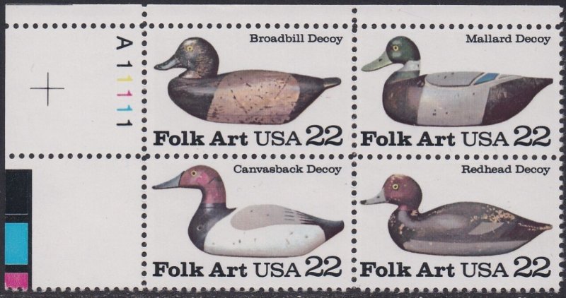 2141a American Folk Art Ducks Plate Block MNH