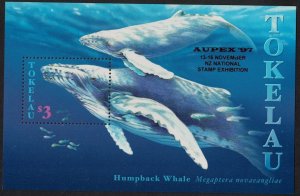 Tokelau Whales 'AUPEX 97' Ovpt MS 1997 MNH SG#MS273
