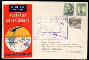 Australia: 1952 Quantas 1st Flight Cocos Islands to Jo'burg