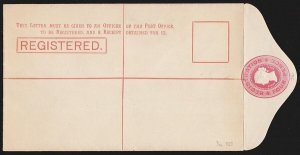 VICTORIA Registered Envelope: 1886 QV Oval die 4d pale rose, size b. Stieg C3a.