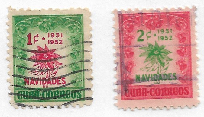 1951 Cuba 469-70 Poinsettia used C/S of 2