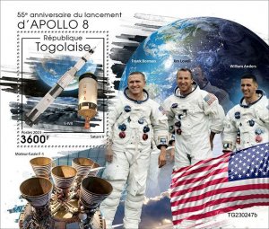 TOGO - 2023 - Apollo 8, 55th Anniv - Perf Souv Sheet  - Mint Never Hinged