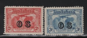 Australia Scott # O1 - O2 VF OG lightly hinged nice color cv $ 285 ! see pic !