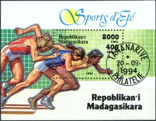 Madagascar 1994 souvenir sheet Scott #1271 CTO summer sports sprinting running