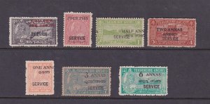 India Travancore-Cochin 1949 Sc O1-07 set MH