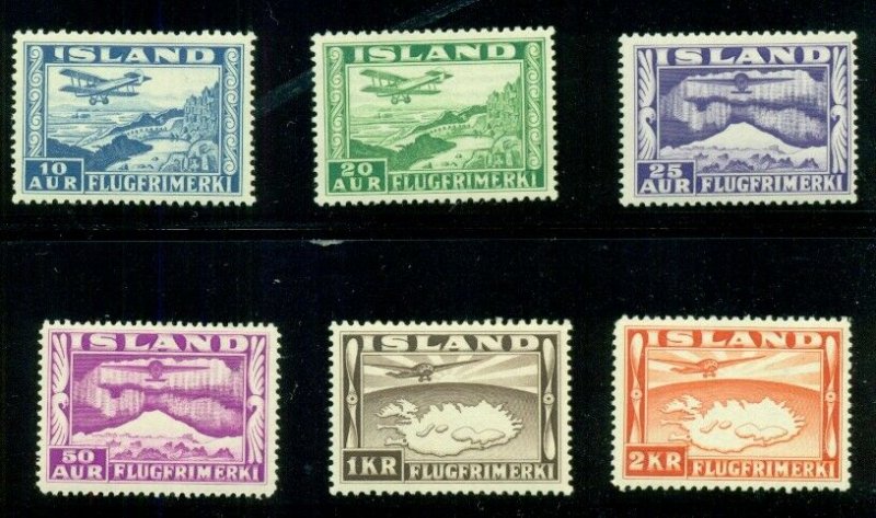 ICELAND #C15-20 (204-9) Complete Airmail st, og, NH, VF Scott $150.00