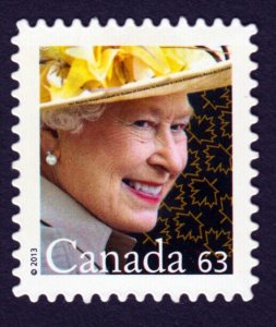DIE CUT = .63c BK stamp = QUEEN ELIZABETH II   Canada 2013 #2698i MNH