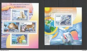 2014 Togo Fauna Animals Global Warming Rechauffement Climatique Kb+Bl ** Tg479