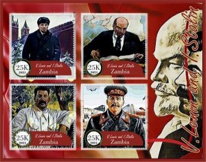 Stamps. Vladimir Lenin 2021 year 1+1 sheets perf Zambia