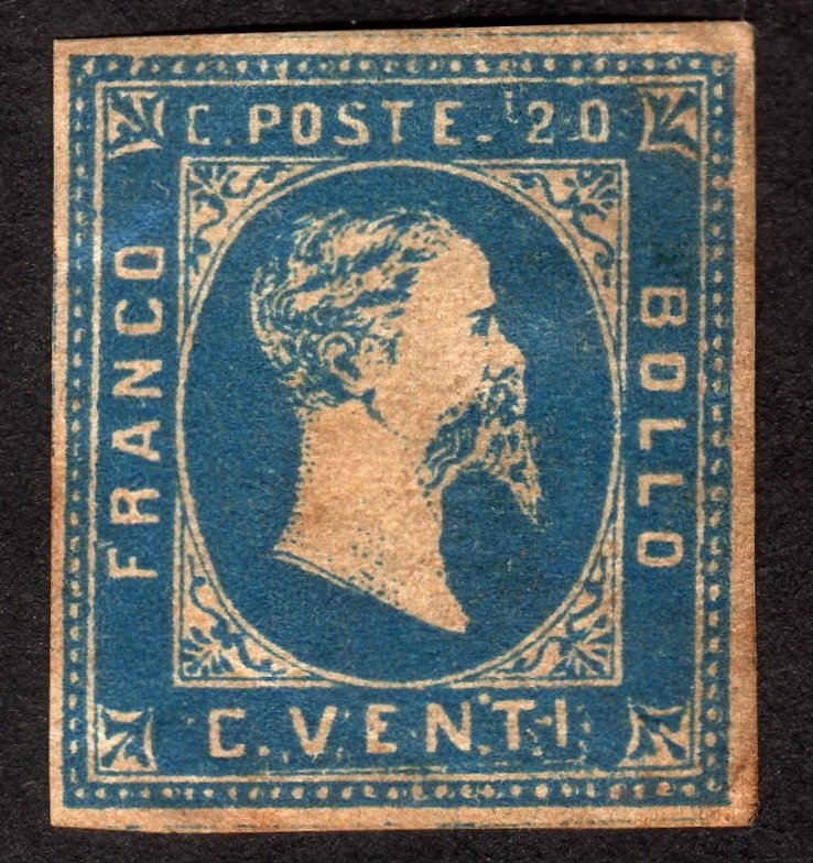 1851, Italy Sardinia 20c, MH OG, Probably Fake, Sc 2