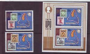 J23939 JLstamps 1974 aitutaki mnh #102-3a s/s