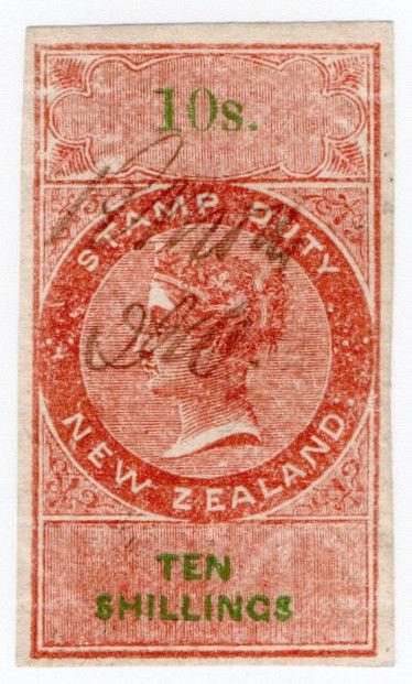 (I.B) New Zealand Revenue : Stamp Duty 10/- (reversed & inverted watermark)