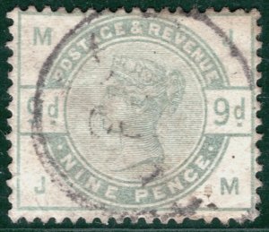 GB QV Stamp SG.195 9d Dull Green (1883) Used CDS Cat £480- {samwells}HPR122