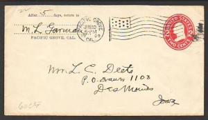 Pacific Grove June 10,1909 Flag Cancel Cover
