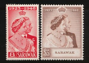 SARAWAK 174-175 MINT F-VF VLH KGVI 1948 SILVER WEDDING