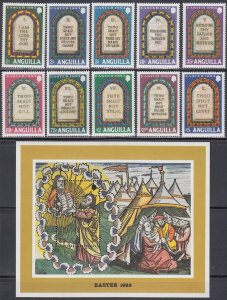 ANGUILLA 526-36 CPL MNH SET and SOUVENIR SHEET of THE TEN COMMANDMENTS