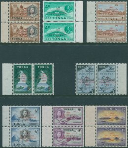 Tonga 1961 SG120-127 Emancipation pairs with 2 flaw sets MNH