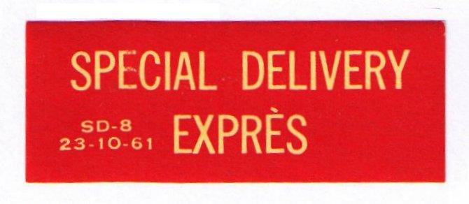 CANADA 1961 SCARCE SPECIAL DELIVERY EXPRÈS LABEL CAT #cc9060.4f  MNH CINDERELLA