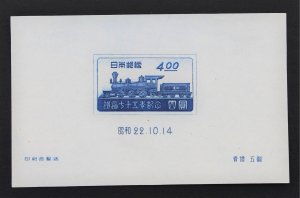 JAPAN #396 Souvenir Sheet, 75th Railway Anno. Unused no Gum as Issued, VF MLH