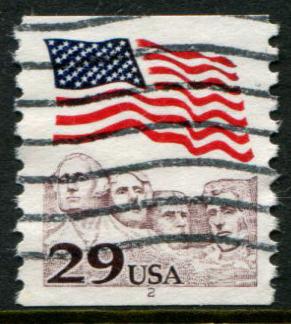 2523 US 29c Flag over Mt Rushmore coil, used #2
