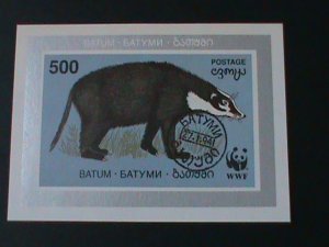 ​RUSSIA-BATUM-1994 WWF-WORLD WILDLIFE FUND-PROTECTION ANIMAL- CTO-IMPERF S/S