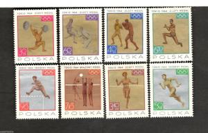 1964 Tokyo OLYMPIC stamps Polska gold silver and bronze medal stamps 