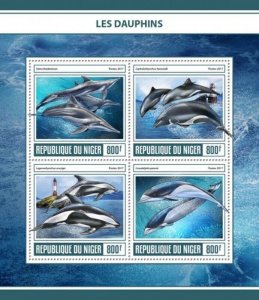 Niger - 2017 Dolphins on Stamps - 4 Stamp Sheet - NIG17313a