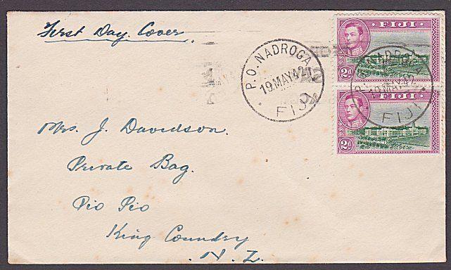 FIJI 1942 2d pair used on FDC - NADROGA cds..................................470