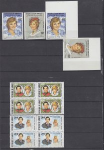 Z4982 JL stamps 1981-2 djibouti mnh blk/4 sets + 2 sets imperfs #529-30, c158-9