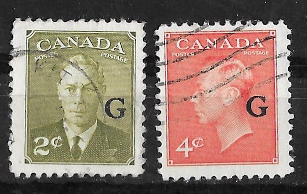 Canada # O28-29 King George VI G overprints  New Colors (2) VF Used