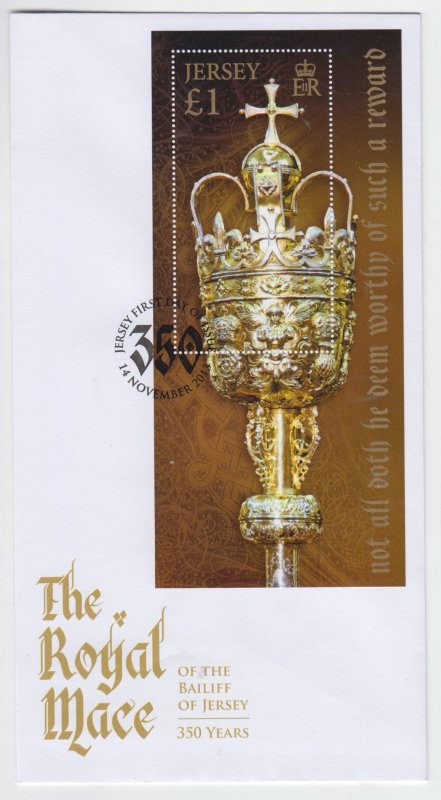 Jersey 2013,  Royal Mace Miniature Sheet on FDC