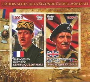 Allied Leaders de Gaulle & Montgomery - 2 Stamp Mint Shee...