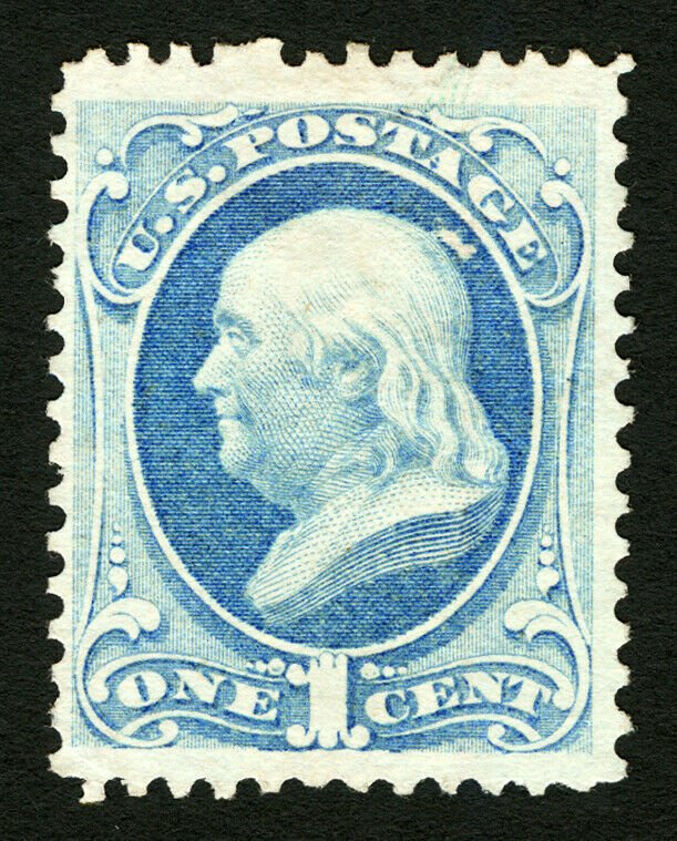 #156 1873 1c Pale Ultramarine Franklin Very Fine Unused Fresh, Secret Mark