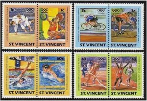 St Vincent 765-768 pairs,MNH.Mi 748-755. Olympics Los Angeles-1984.Judo,Cycling,