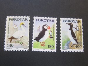 Faroe Islands 1978 Sc 36-38 bird set MNH