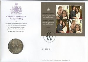 GB Royal Mail HRH William and Catherine Royal Wedding £5 coin Silver Proof