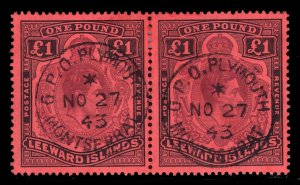 MOMEN: LEEWARD ISLANDS SG #114a PAIR USED £110+ LOT #67450*