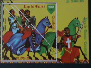 ​EQUARTORIAL GUINEA-1975- FAMOUS PAINTING-LOS CABALLEROS -CTO IMPERF S/S VF