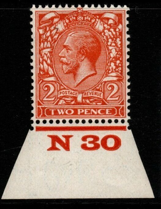 GB SG421 N36(5) 1924 2d PALE YELLOW-ORANGE CONTROL N30 MTD MINT 