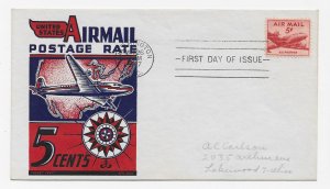 US C33 (Me-5) 5c DC-4 Skymaster single FDC Cachet Craft/ Boll Cachet ECV $65.00