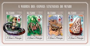 SAO TOME - 2014 - Venomous Animals - Perf 4v Sheet - Mint Never Hinged