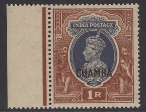 INDIA-CHAMBA SG102 1942 1r GREY & RED-BROWN MNH