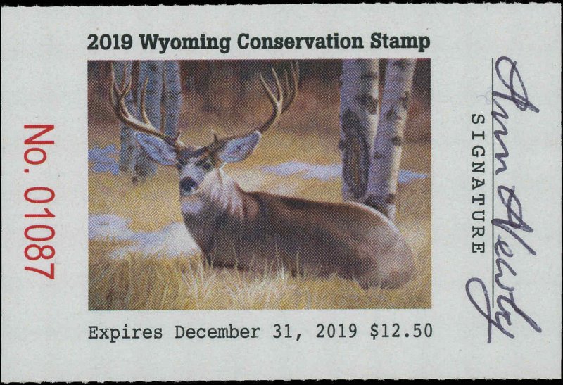 WYOMING  #36 2019 STATE CONSERVATION / DUCK STAMP ARTIST SIGNED by Ann Newby