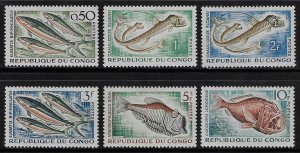 Congo People's Republic #96-101 Unused LH; Fish - Short set of 6 (1961)