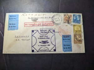 1933 USA Airmail Catapult Flight Cover SS Europa to Bernburg Anhalt Germany