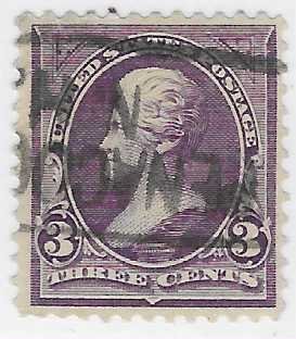 US# 253 3c Jackson,purple,  Used  CAT. $13.00