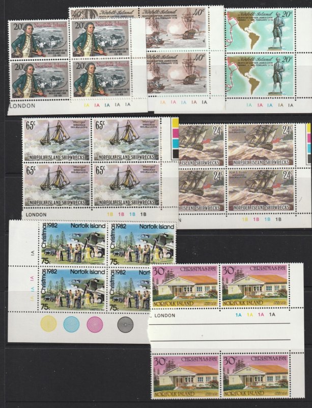 Norfolk Is x 12 plate blocks MNH