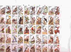 US Stamp - 1987 22c American Wildlife - 50 Stamp Sheet First Day Cover #2286-335