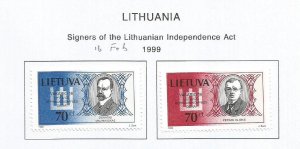 LITHUANIA - 1999 - Signers of Independence Act - Perf 2v Set - M L H